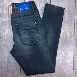 G-Star Womens Low T Jeans Size 27x32 Dark Denim Wash Loose Fit Tapered Pants